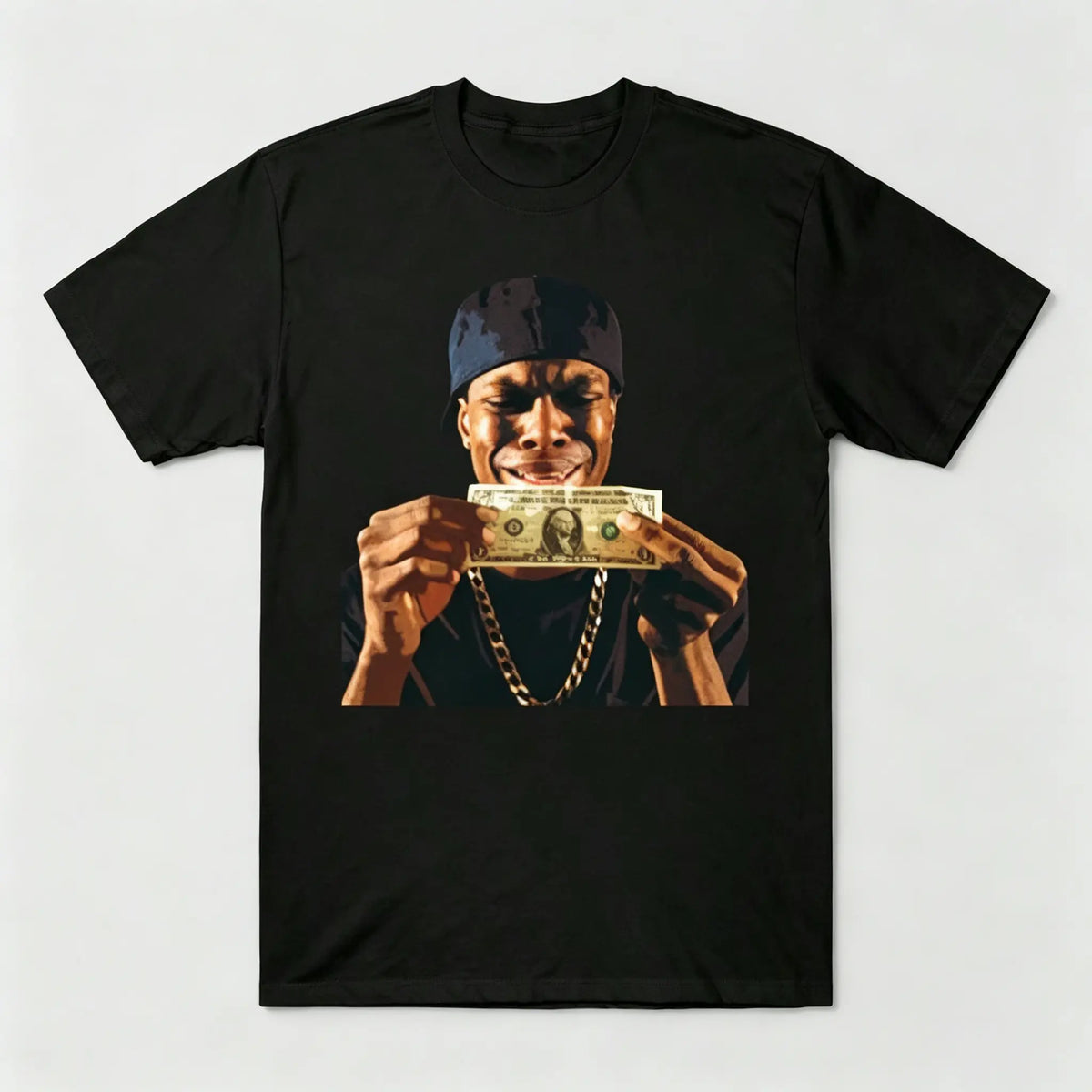 Hip Hop Dollar Bill Portrait T-Shirt - Unisex Vintage Rap Music Streetwear in Black/White for Ultimate Style Elevation